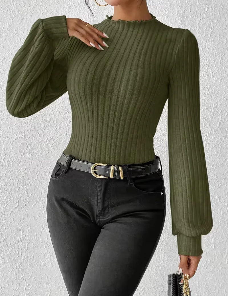 Bodysuit met rib-knit en lange mouwen