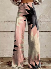 Sophie | Stijlvolle Wijde Broek met Kleurrijke Print