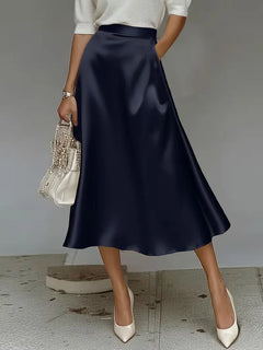 Satijnen rok met hoge taille
