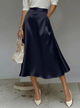 Satijnen rok met hoge taille