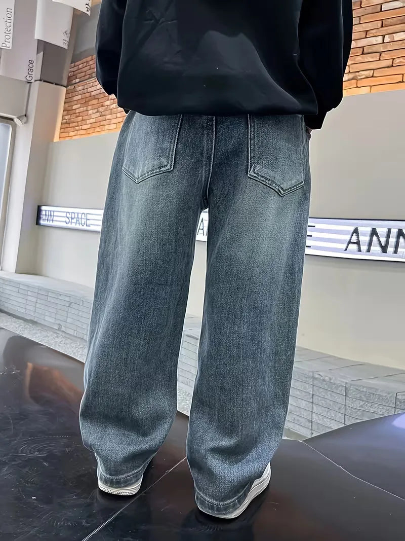 Loose fit jeans met wide leg