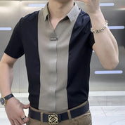 Adam | Polo-hals Zakelijk Casual Shirt in de kleur Khaki voor heren in Formal stijl ideaal voor de zomer.