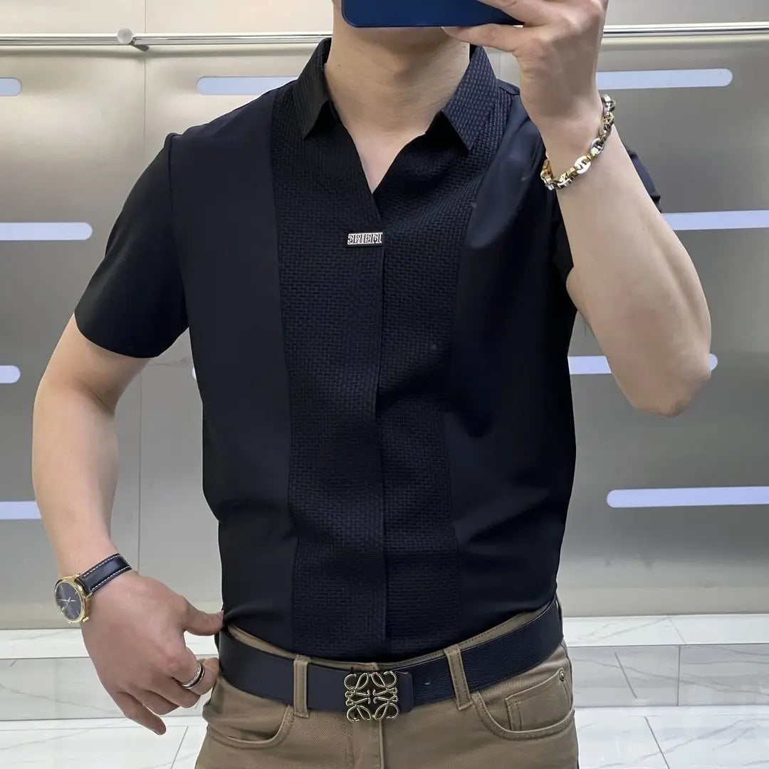 Adam | Polo-hals Zakelijk Casual Shirt in de kleur Zwart voor heren in Formal stijl ideaal voor de zomer.