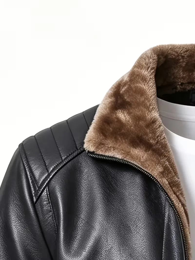 Leren jasje met plush lining
