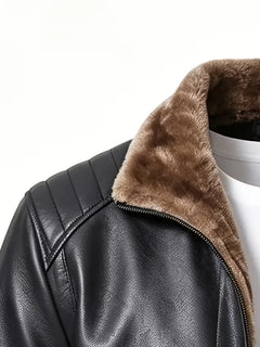 Leren jasje met plush lining