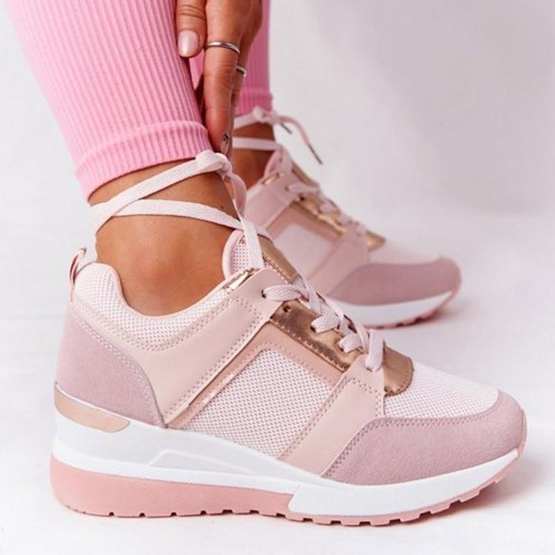 Air Sneakers | Nooit meer pijnlijke voeten in de kleur Roze voor dames in stijl geschikt voor alle seizoenen.