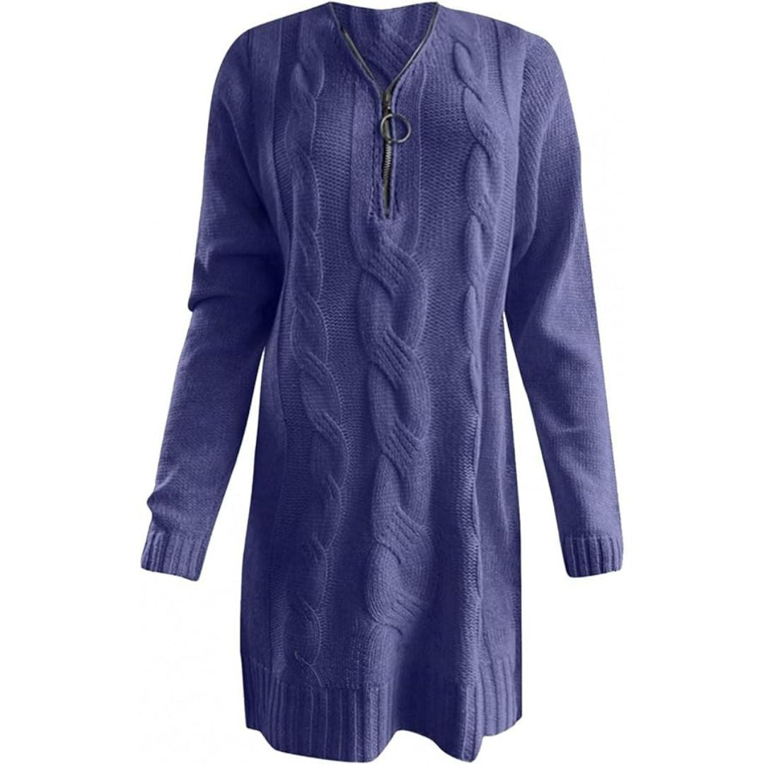 Alba | Geribde tuniekjurk in de kleur Wit voor dames in stijl ideaal voor de herfst.