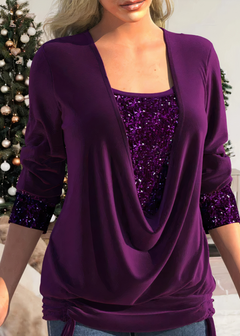 Alicia | Schitterende Blouse met Pailletten in de kleur Lila voor dames in Party stijl ideaal voor de herfst.