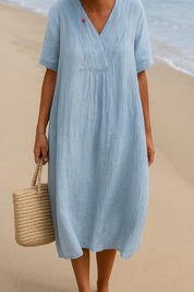 Stijlvolle Linnen Zomerjurk - Comfort en Elegantie