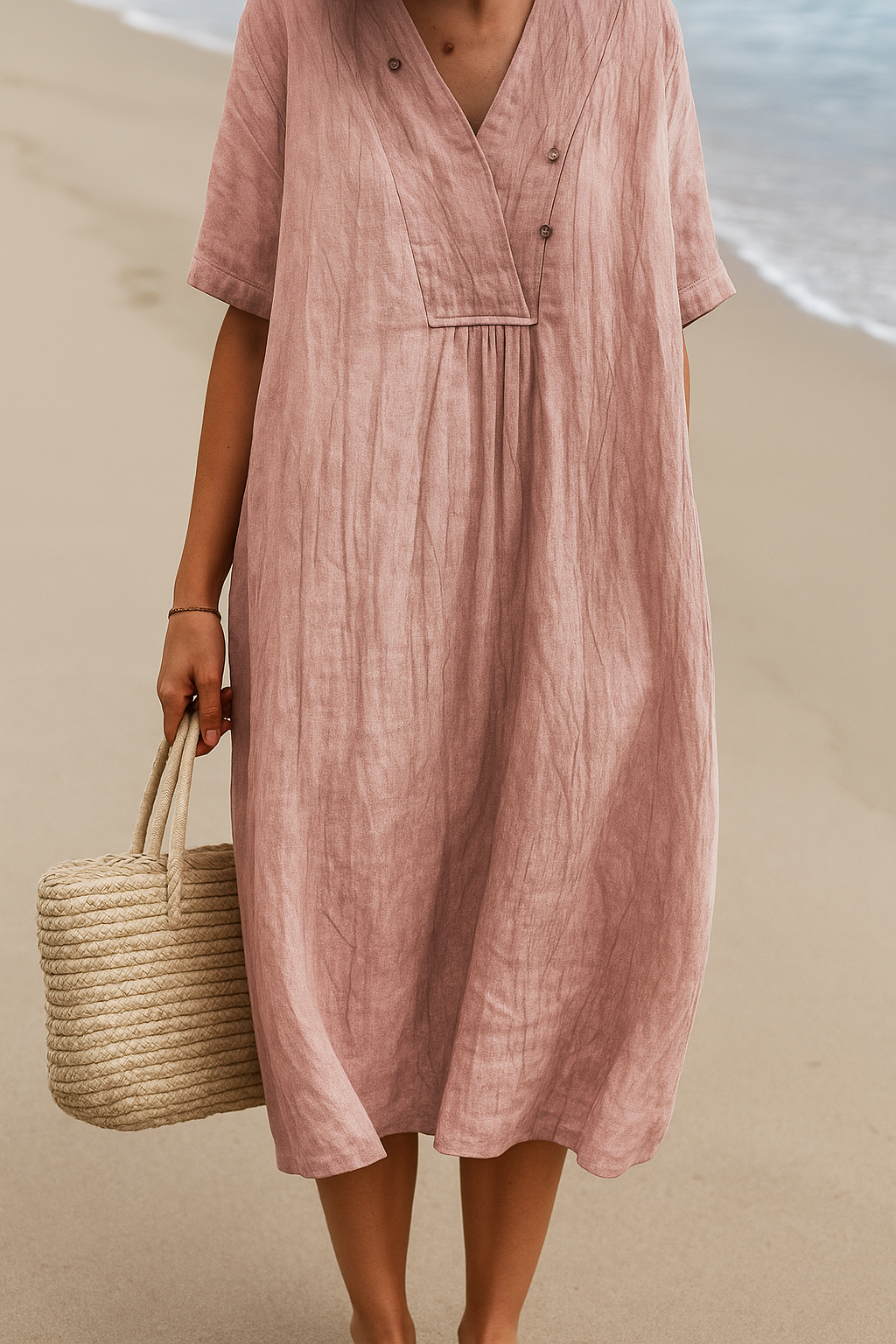 Stijlvolle Linnen Zomerjurk - Comfort en Elegantie