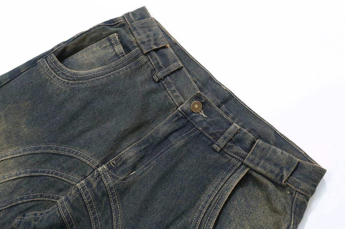 Amerigo | Heren vintage baggy straatjeans met golvende lijnen in de kleur Grijs voor heren in Streetwear stijl ideaal voor de herfst.