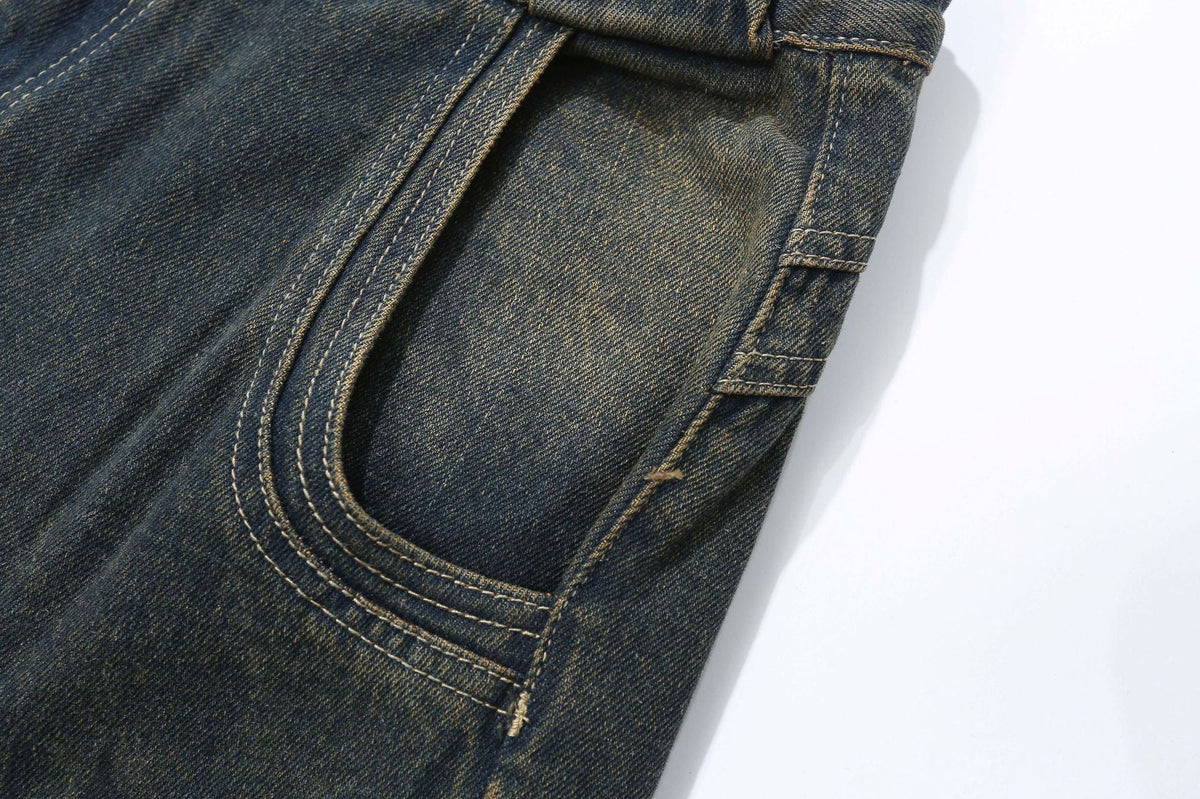 Amerigo | Heren vintage baggy straatjeans met golvende lijnen in de kleur Grijs voor heren in Streetwear stijl ideaal voor de herfst.