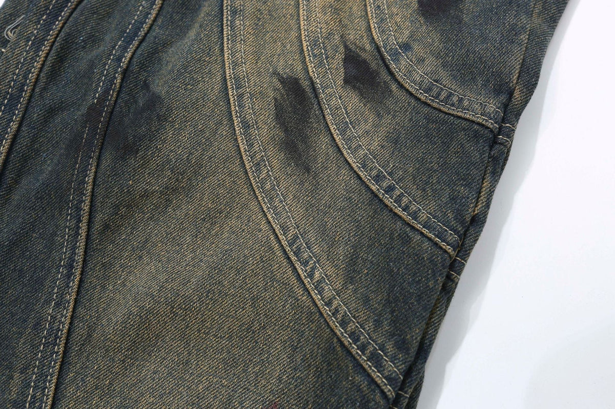 Amerigo | Heren vintage baggy straatjeans met golvende lijnen in de kleur Grijs voor heren in Streetwear stijl ideaal voor de herfst.
