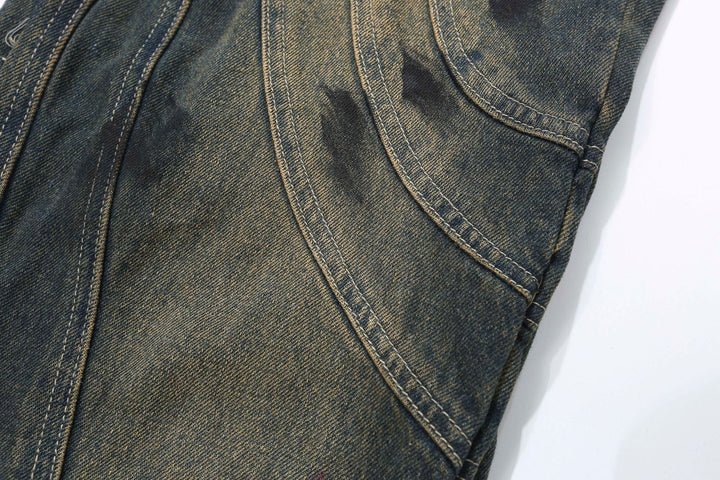 Amerigo | Heren vintage baggy straatjeans met golvende lijnen in de kleur Grijs voor heren in Streetwear stijl ideaal voor de herfst.