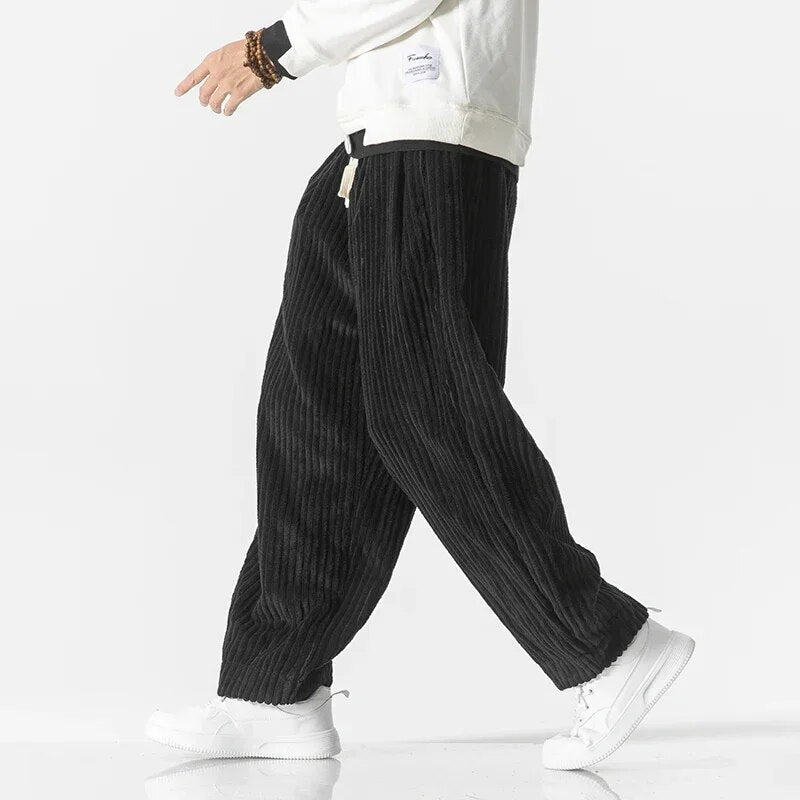 Andrew | Stijlvolle corduroy broek in de kleur Zwart voor heren in stijl ideaal voor de herfst.
