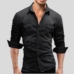 Angelo | Moderne denim herenoverhemd in de kleur Lichtblauw voor heren in Heritage stijl geschikt voor alle seizoenen.