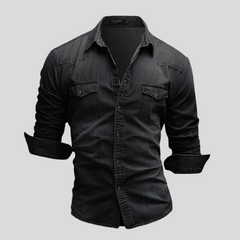 Angelo | Moderne denim herenoverhemd in de kleur Donkergrijs voor heren in Heritage stijl geschikt voor alle seizoenen.