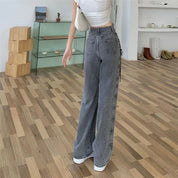 Anne | Damesjeans met hoge taille in de kleur Grijs voor dames in stijl ideaal voor de herfst.