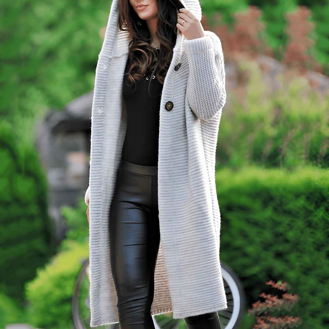 Annick | Elegant gebreid lang vest in de kleur Beige voor dames in Smart-casual stijl ideaal voor de herfst.