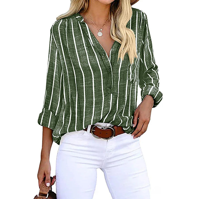 Gestreepte blouse - perfect voor elke gelegenheid. Biedt moeiteloos comfort, warmte en een trendy uitstraling. Gemaakt van duurzaam materiaal van hoge kwaliteit.