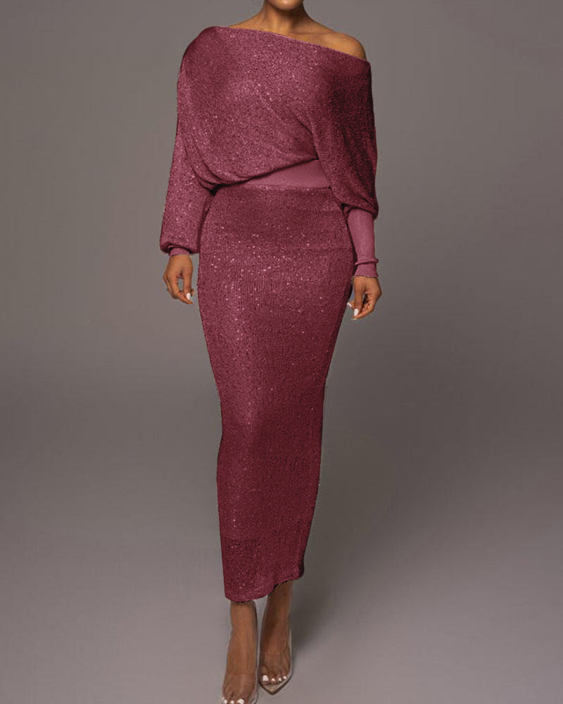 Anouk | Elegante off-shoulder avondjurk in de kleur Donkerrood voor dames in Party stijl ideaal voor de herfst.