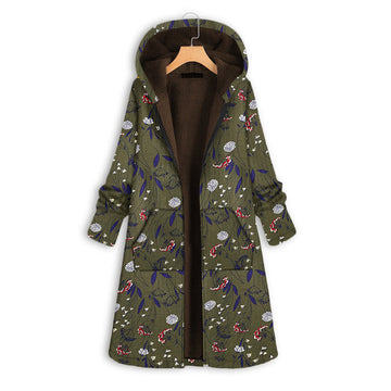 ASIYA | Lange damesjas met capuchon in de kleur Groen voor dames in stijl ideaal voor de herfst.