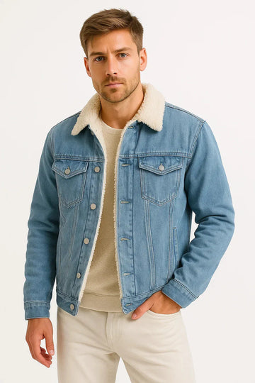 Spijkerjas met fleece voering