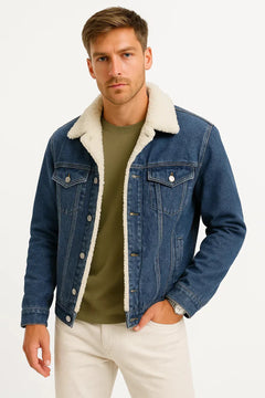 Spijkerjas met fleece voering