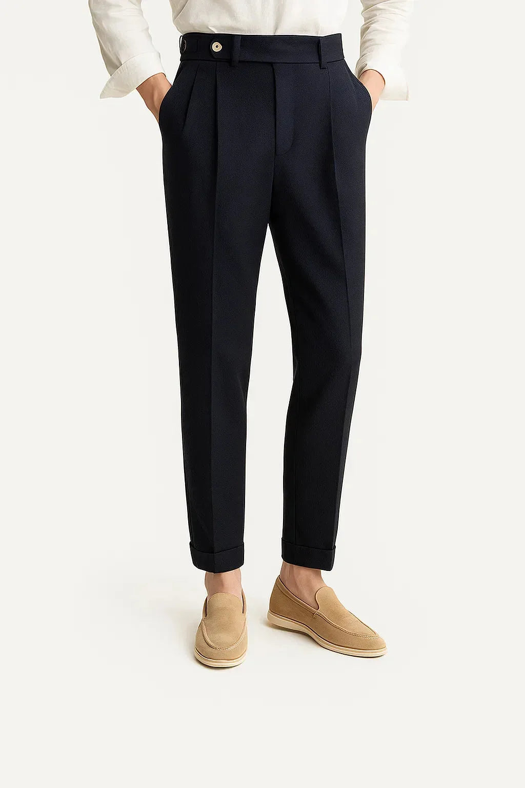 Slim-fit pantalons met pleats