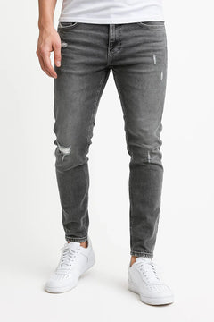 Slim fit jeans met distressed details