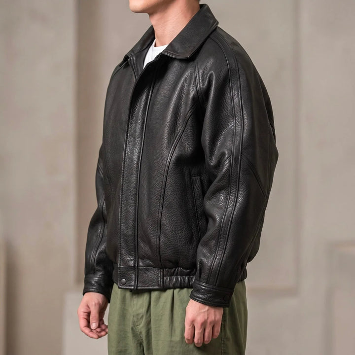 Leren jas met zip closure
