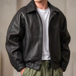 Leren jas met zip closure