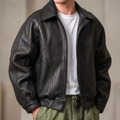 Leren jas met zip closure