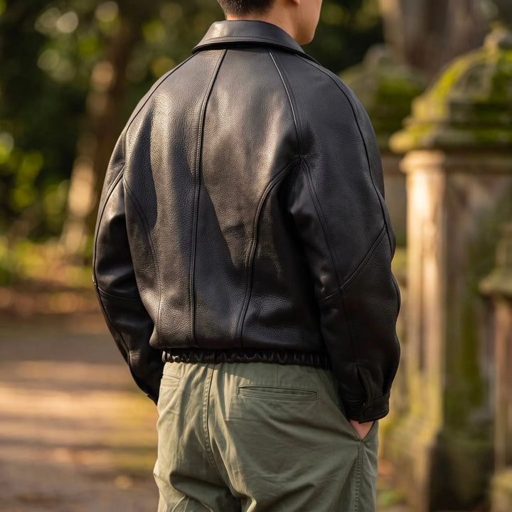 Leren jas met zip closure