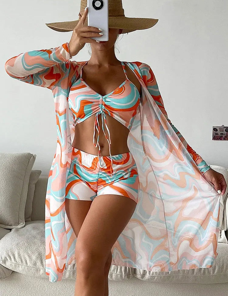 Aya bikini set | 3-delig & trendy in de kleur Oranje voor dames in Beach stijl ideaal voor de zomer.