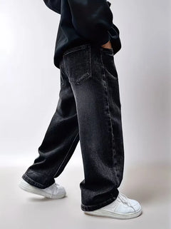 Loose fit jeans met wide leg