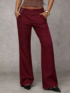 Zwarte wijde broek met knopen