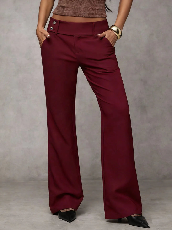 Zwarte wijde broek met knopen