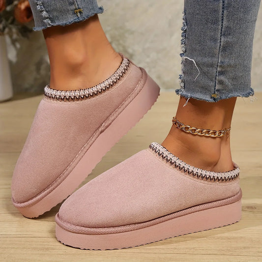 Slip-on slippers met pluche materiaal