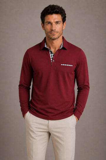 Polo met lange mouwen en kraagdetail