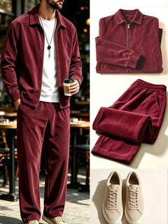 Lounge set met corduroy jacket