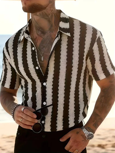 Korte mouw overhemd met verticale strepen