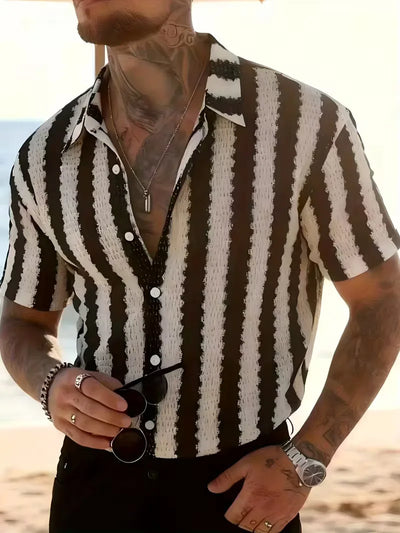 Korte mouw overhemd met verticale strepen