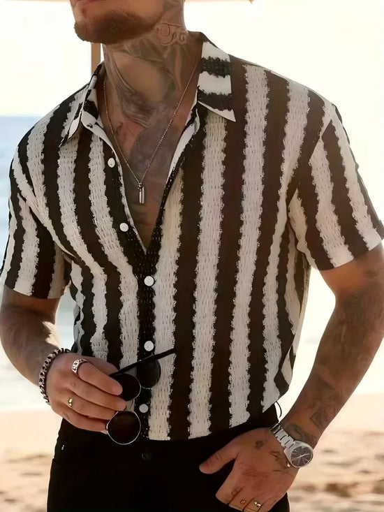 Korte mouw overhemd met verticale strepen