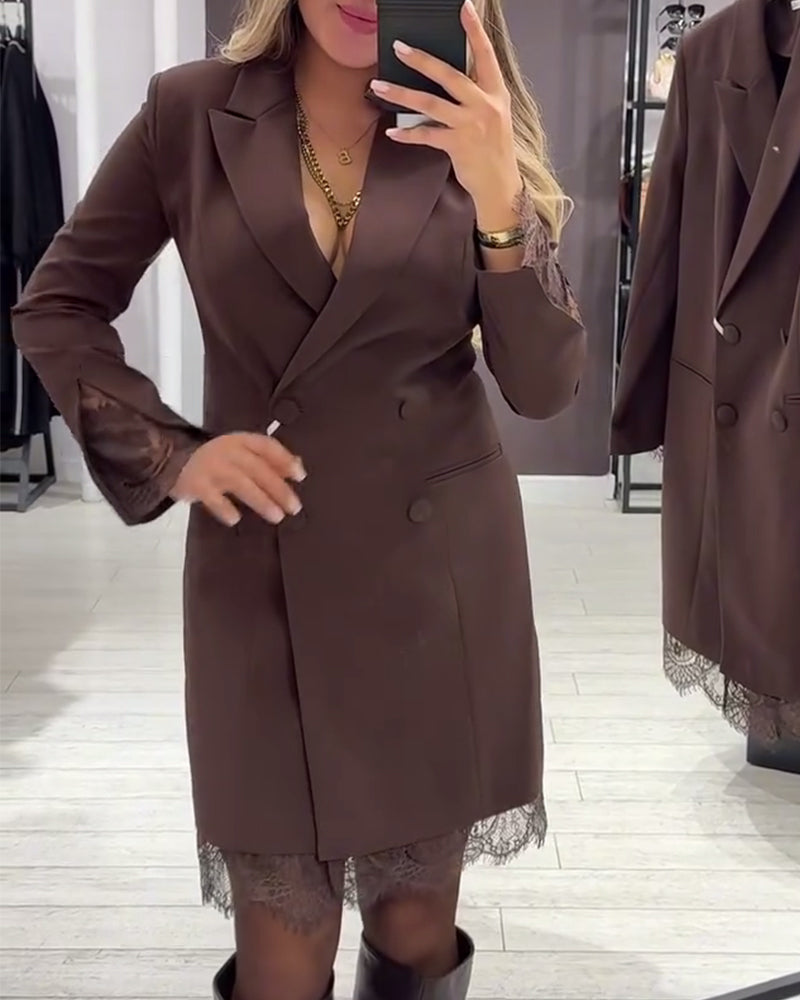 Elegante V-Hals Jurk met Contrastdetails