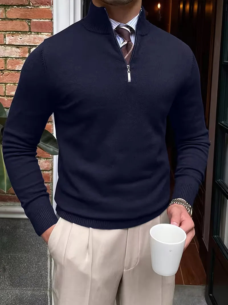 Trui met kraag en half-zip