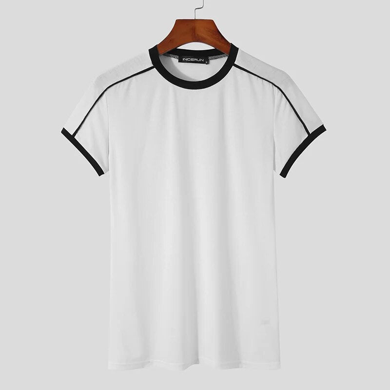 Bart | Dynamisch patchwork T-shirt voor heren in de kleur Wit voor heren in Streetwear stijl ideaal voor de zomer.