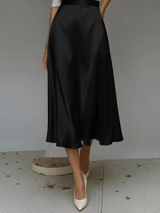 Satijnen rok met hoge taille