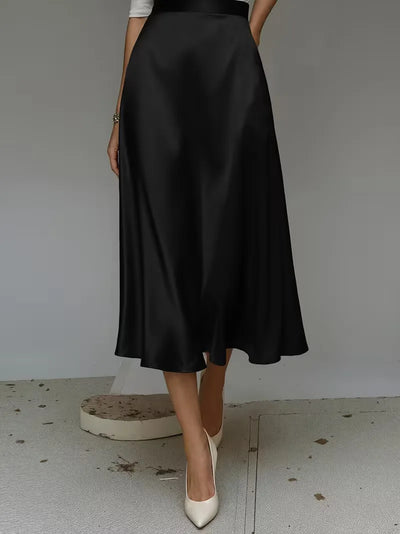 Satijnen rok met hoge taille