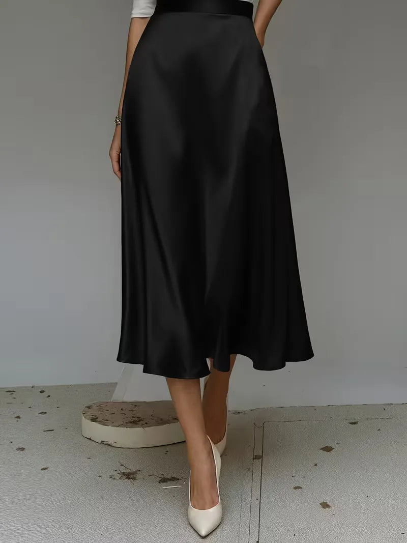 Satijnen rok met hoge taille